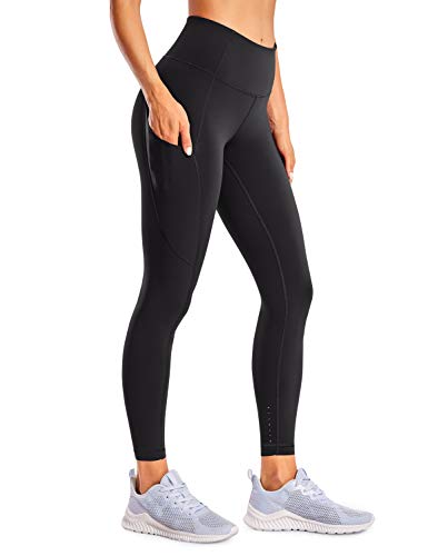 CRZ YOGA Mujer Naked Feeling Leggings Deportivas Cintura Alta Yoga Fitness Pantalones con Bolsillo-63cm Negro New2 42