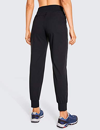 CRZ YOGA Mujer Pantalones de Chándal Cintura Elástica Cordón Jogger Pants Pantalones Casuales Correr con Bolsillos Negro 40