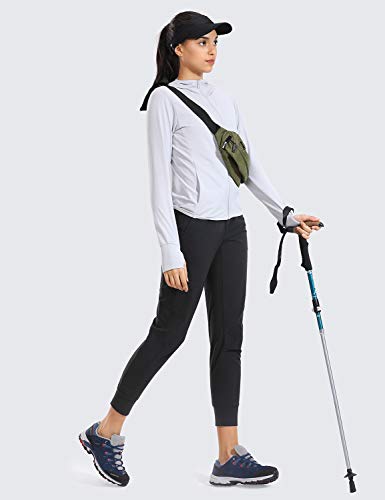 CRZ YOGA Mujer Pantalones de Chándal Cintura Elástica Cordón Jogger Pants Pantalones Casuales Correr con Bolsillos Negro 40