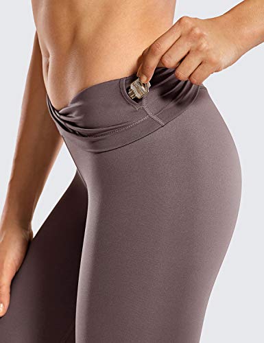 CRZ YOGA Mujer Tight Deportivas Leggins elásticas Cintura Alta para Yoga y Ejercicio-71cm Taupe Morado 28'' 36
