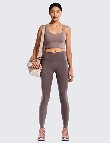CRZ YOGA Mujer Tight Deportivas Leggins elásticas Cintura Alta para Yoga y Ejercicio-71cm Taupe Morado 28'' 36