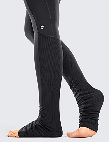 CRZ YOGA Mujer Yoga Leggings Goddess Pantalones Acanalados Extra Largos con Bolsillos -81cm Negro 46