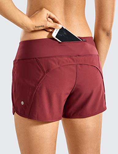 CRZ YOGA Pantalón Corto Deportivo Mujer Shorts Casual con Bolsillo para Gimnasio - 10cm Borgoña 44