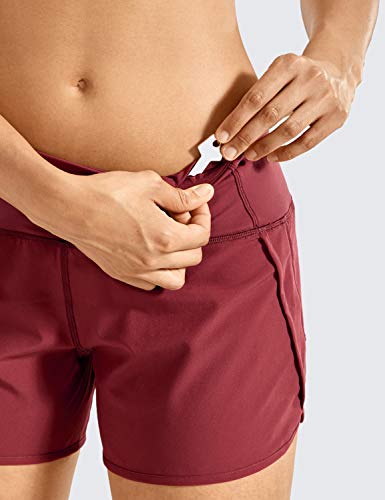 CRZ YOGA Pantalón Corto Deportivo Mujer Shorts Casual con Bolsillo para Gimnasio - 10cm Borgoña 44