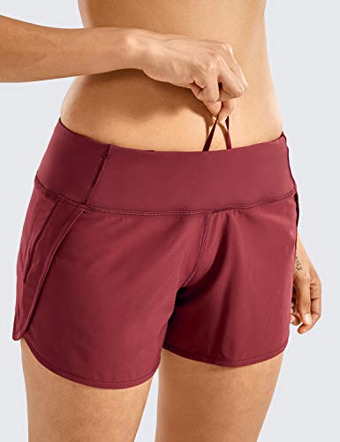 CRZ YOGA Pantalón Corto Deportivo Mujer Shorts Casual con Bolsillo para Gimnasio - 10cm Borgoña 44