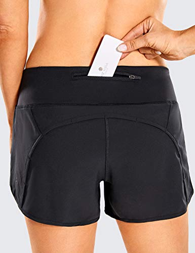 CRZ YOGA Pantalón Corto Deportivo Mujer Shorts Casual con Bolsillo para Gimnasio - 10cm Negro 42