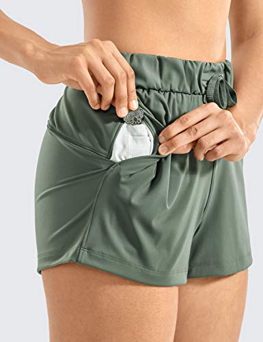 CRZ YOGA Pantalón Corto Deportivo para Mujer de Running Ajuste Relajado con Bolsillo-6cm Sabio Gris 40