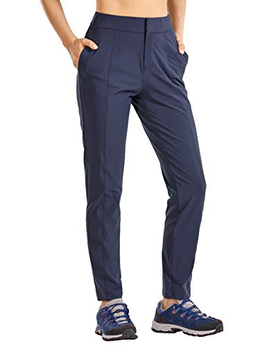 CRZ YOGA Pantalones de Senderismo con Cremallera para Mujer Pantalones Casuales Azul ordinaria 42