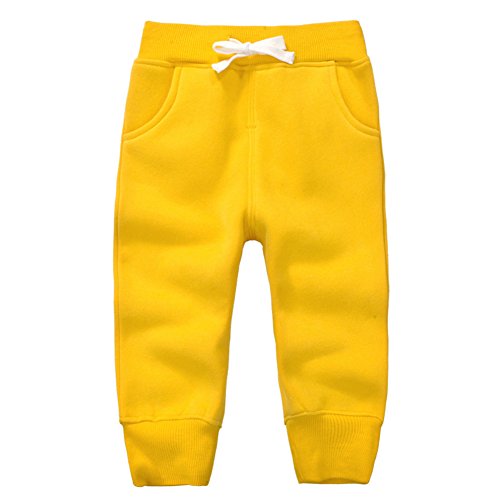 CuteOn Unisexo niños Elástico Cintura Algodón Calentar Pantalones Bebé Trousers Bottoms Amarillo 2Años