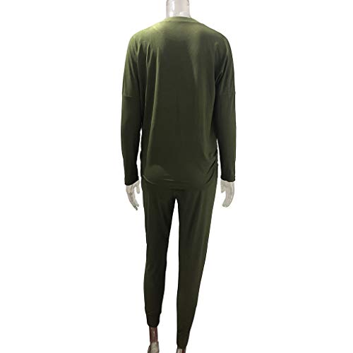 CVBNM Chándal de terciopelo para mujer, ropa de chándal para correr, con bolsillos, relajante, suave traje de dos piezas + pantalones deportivos Verde militar. XXXL