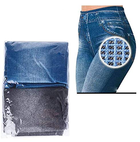Dabuty Online, S.L. 2Pcs Leggings Vaqueros Pantalones Elásticos para Mujer Azul y Negro Leggins Jeggings (M/L)