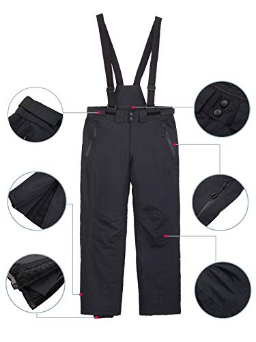 DAFENP Pantalones Esqui Nieve Hombre Impermeables Pantalones de Trabajo Termicos Snowboard Trekking Montaña Senderismo Invierno Polar Forrado Aire Libre HXBD05-Black-XL