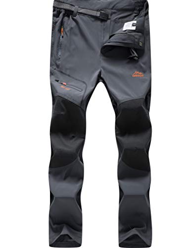 DAFENP Pantalones Trekking Hombre Impermeable Pantalones de Escalada Senderismo Alpinismo Ligero Secado Rápido Transpirable Aire Libre KZ1716M-Grey1-L