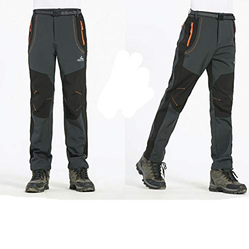 DaiHan Hombre/Mujer Pantalones de Montaña Trekking Pantalones de Softshell Impermeables Resistente al Viento Polar Forrado Pantalones de Escalada Hombres Oscuro Gris M