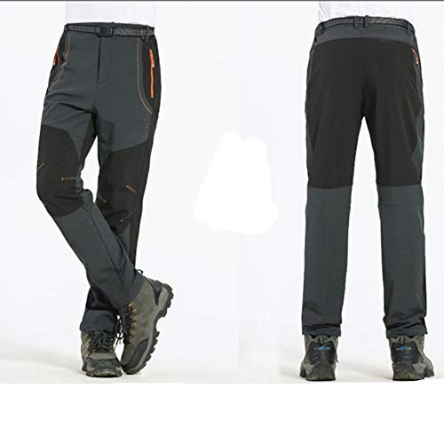 DaiHan Hombre/Mujer Pantalones de Montaña Trekking Pantalones de Softshell Impermeables Resistente al Viento Polar Forrado Pantalones de Escalada Hombres Oscuro Gris M