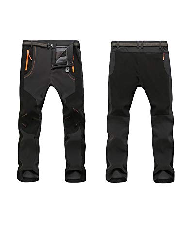 DaiHan Hombre/Mujer Pantalones de Montaña Trekking Pantalones de Softshell Impermeables Resistente al Viento Polar Forrado Pantalones de Escalada Hombres Oscuro Gris M