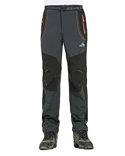 DaiHan Hombre/Mujer Pantalones de Montaña Trekking Pantalones de Softshell Impermeables Resistente al Viento Polar Forrado Pantalones de Escalada Hombres Oscuro Gris M