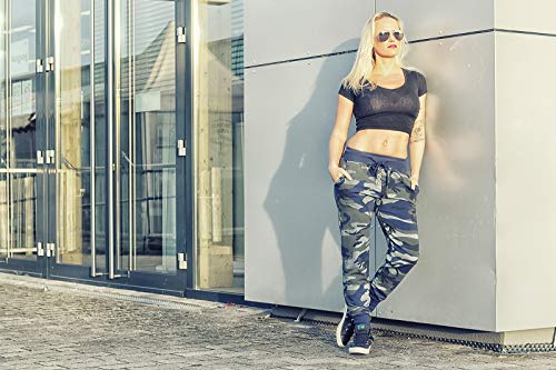 Danaest Pantalones de deporte para mujer de camuflaje (499) azul XL