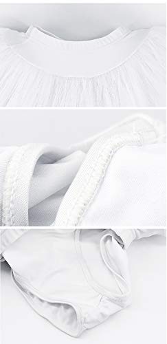 DANCEYOU Tutú Profesional con Tul de 7 Capas Falda Suelta Clásica de Ballet Vestido de Baile Blanco y Negro con Bragas para Niñas y Mujeres, Blanco XS