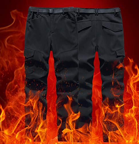 Dawwoti Pantalones De Esquí De Los Hombres con Bolsillo con Cremallera, Resistente Al Viento Gruesos Pantalones De Nieve De Viaje De Golf Pantalón De Felpa A Prueba De Agua para El Campamento De