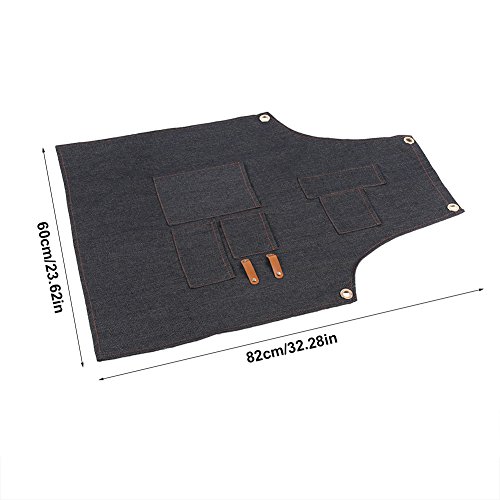 Delantal con peto vaquero, Delantales de cocina correa de cuero Baker Bartender BBQ Chef Work Cook Uniform 60 x 82 cm