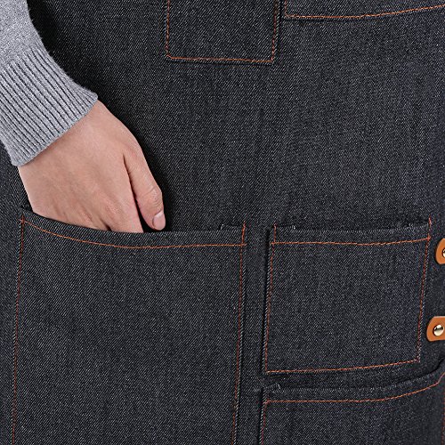 Delantal con peto vaquero, Delantales de cocina correa de cuero Baker Bartender BBQ Chef Work Cook Uniform 60 x 82 cm