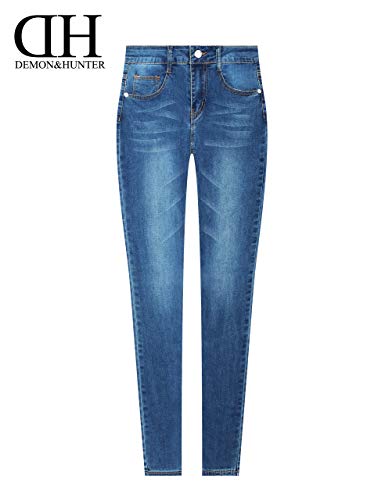 Demon&Hunter 812 Skinny Series Mujer Pantalones Vaqueros Pitillos Elevar Curva Jeans DH8102(29)