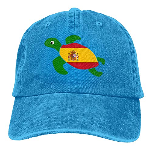 Desconocido Gorras de béisbol de Tela de Mezclilla Ajustable para Hombres/Mujeres Gorra de Hiphop con Bandera de España de Tortuga Marina