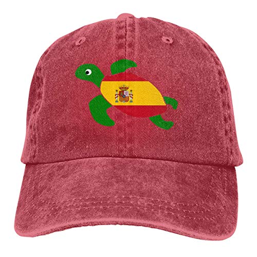 Desconocido Gorras de béisbol de Tela de Mezclilla Ajustable para Hombres/Mujeres Gorra de Hiphop con Bandera de España de Tortuga Marina
