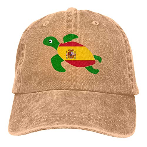 Desconocido Gorras de béisbol de Tela de Mezclilla Ajustable para Hombres/Mujeres Gorra de Hiphop con Bandera de España de Tortuga Marina