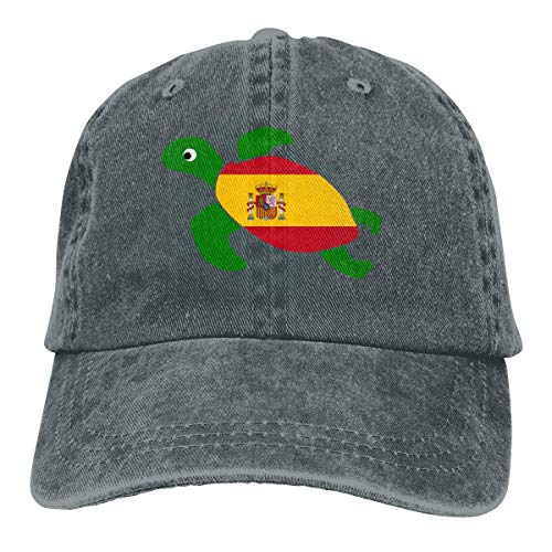 Desconocido Gorras de béisbol de Tela de Mezclilla Ajustable para Hombres/Mujeres Gorra de Hiphop con Bandera de España de Tortuga Marina