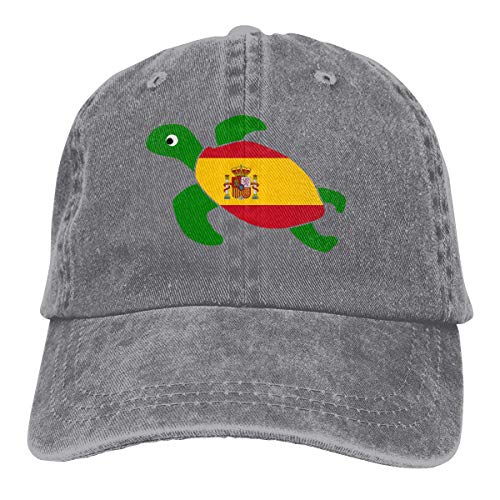 Desconocido Gorras de béisbol de Tela de Mezclilla Ajustable para Hombres/Mujeres Gorra de Hiphop con Bandera de España de Tortuga Marina