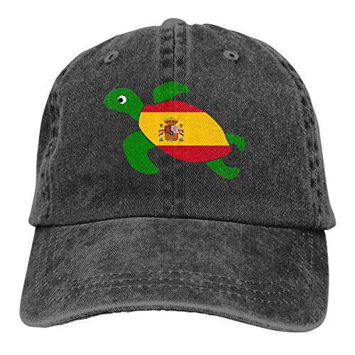 Desconocido Gorras de béisbol de Tela de Mezclilla Ajustable para Hombres/Mujeres Gorra de Hiphop con Bandera de España de Tortuga Marina