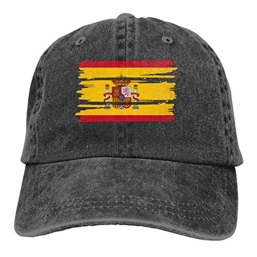 Desconocido Hombres Mujeres Pantalones de Mezclilla Ajustables Gorras de béisbol Gorra de Hiphop con Bandera de España