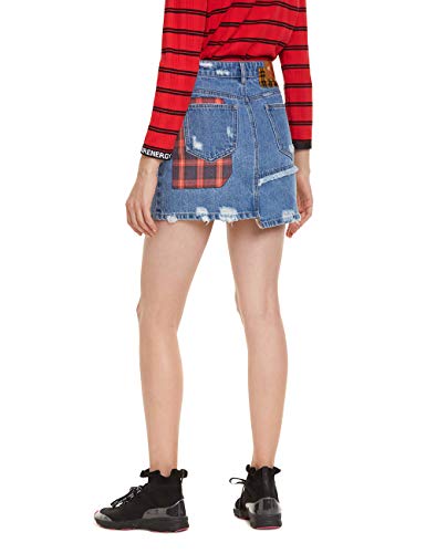 Desigual Skirt Comic Falda, Azul (Denim Medium Wash 5053), 32 (Talla del Fabricante: 32) para Mujer