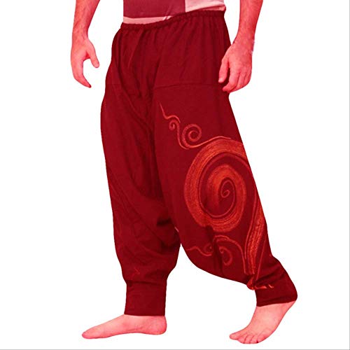DFDLNL Equipo de Yoga Hombres Monos Estampados étnicos Casual Deporte Yoga Trabajo Casual Pantalones Pantalones Casual XXL Rojo