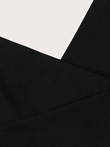 DIDK Conjunto de camiseta y pantalones para mujer de 2 piezas, tirantes finos, parte superior de camisola, pantalones a cuadros con lazo, traje de casa, conjunto de 2 piezas negro blanco L