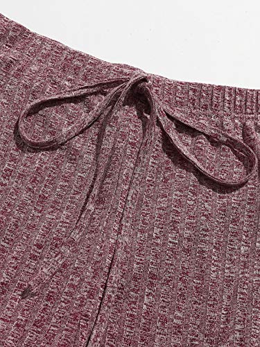 DIDK Leggings y top Sets de 2 piezas para mujer, tirantes finos, parte inferior de la barriga, pantalones ajustados de punto, conjunto de deporte de 2 piezas marrón rojizo M