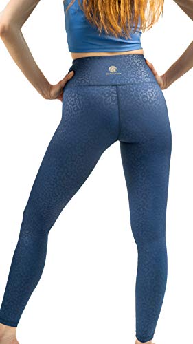 DiMonde - Leggings de yoga para mujer, cintura alta, elásticos, esculpantes y opacos, efecto segunda piel, pilates, fitness, deporte, mujer azul leopardo 29W regular