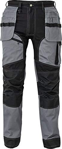 DINOZAVR Keilor Pantalones de Trabajo para Hombre con Bolsillos para Rodillera, Bolsillos Multifuncionales y Cintura Elástica Gris EU46