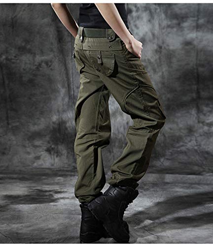 DMDMJY Pantalones De Camuflaje Cargo Ocasional De Las Mujeres Suelta Corte Recto Pantalones De Trabajo Militares,Armygreen,30