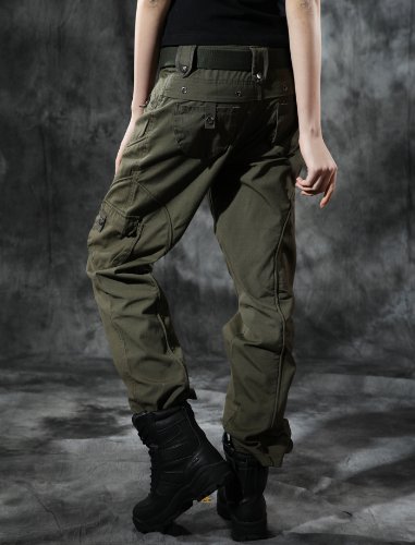 DMDMJY Pantalones De Camuflaje Cargo Ocasional De Las Mujeres Suelta Corte Recto Pantalones De Trabajo Militares,Armygreen,30
