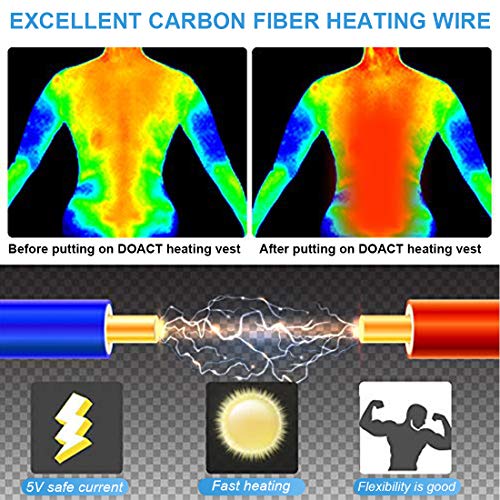 DOACT Chalecos Termico Exteriores,Interfaz USB Chaleco Eléctrico Lavable, Tres Engranajes Eléctrica Calefactable Chaquetas, Aislamiento Térmico Neopreno para Exteriores Actividade Mantener Caliente XL