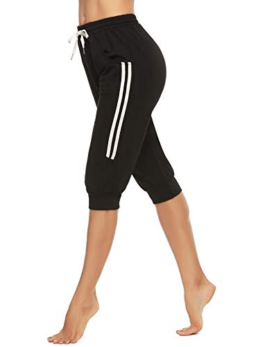 Doaraha 3/4 Pantalones Deporte para Mujer Pirata Pantalón Casuales Capri Deportivos con Cordón para Yoga,Correr,Fitness,Danza,Running