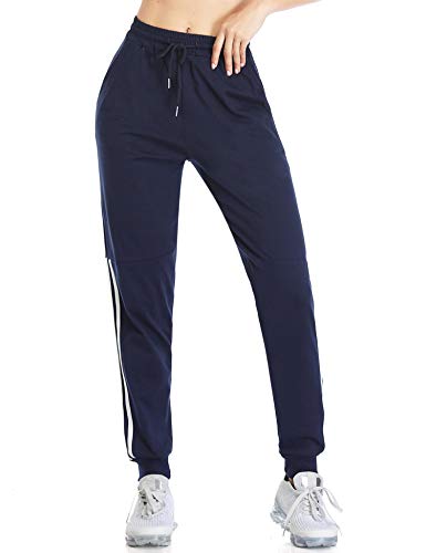 Doaraha Pantalones Chandal Mujer 100% Algodón Pantalones Deportivos de Raya Pantalones Jogger para Running,Fitness,Yoga