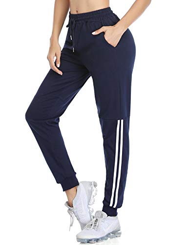 Doaraha Pantalones Chandal Mujer 100% Algodón Pantalones Deportivos de Raya Pantalones Jogger para Running,Fitness,Yoga