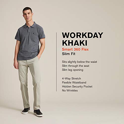 Dockers Pantalones ajustados ajustados delgados del d¨ªa de trabajo del caqui del Workday de los hombres elegantes 360, Pembroke / Stretch, 33W x 32L