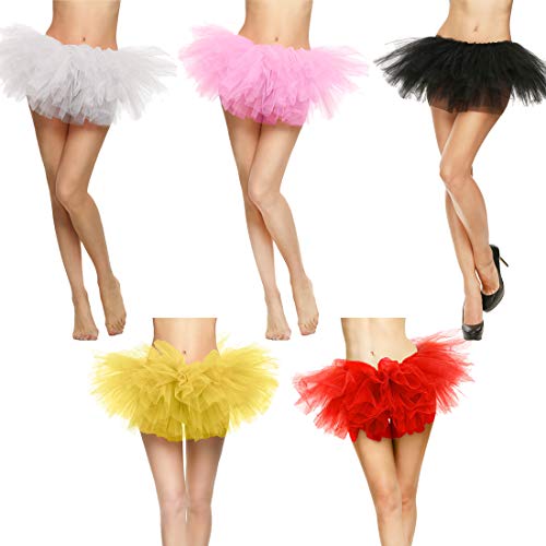 DoGeek Falda Tutu Mujer Enaguas Cortas Tul Plisada Fiesta Tutu Ballet Rojo