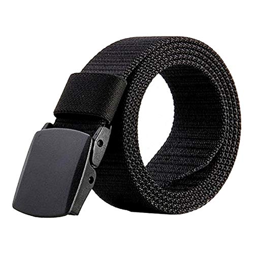 Dokpav Cinturón para Hombre, Nylon Canvas Military Táctico Cintura Para Hombres con Hebilla de Plástico,140cm Largo (Negro)