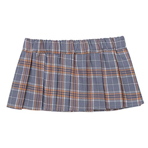 dPois Falda Cuadros Escoceses Mujer Sexy Mini Falda Corto Colegiala Japonesa Ropa Interior Cintura Elastica Lencería Babydoll Schoolgirl Cosplay Costume Gris One Size